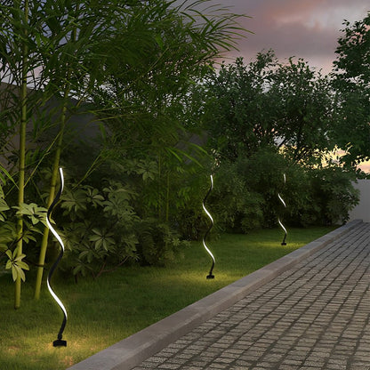 Spiral LED Path Light Die-Cast Aluminium 12W 840LM 3000K IP55 Solar/Hardwired Black 3 Heights
