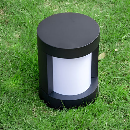 Cylindrical LED Bollard Landscape Light | Solar & Hardwired Black Outdoor Path Light