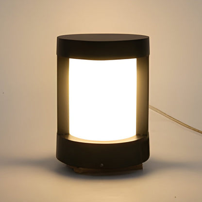 Cylindrical LED Bollard Landscape Light | Solar & Hardwired Black Outdoor Path Light