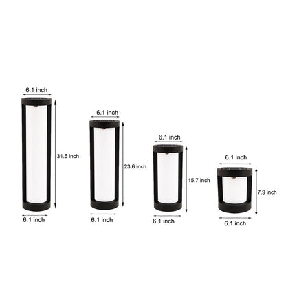 Cylindrical LED Bollard Landscape Light | Solar & Hardwired Black Outdoor Path Light