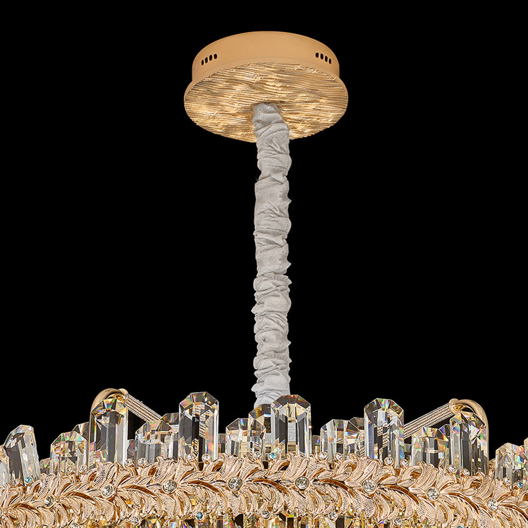 Crystal Chandelier Carbon Steel Gold Champagne LED Tri-Color Integrated Single Double Layer Oval Modern