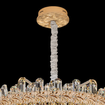 Crystal Chandelier Carbon Steel Gold Champagne LED Tri-Color Integrated Single Double Layer Oval Modern
