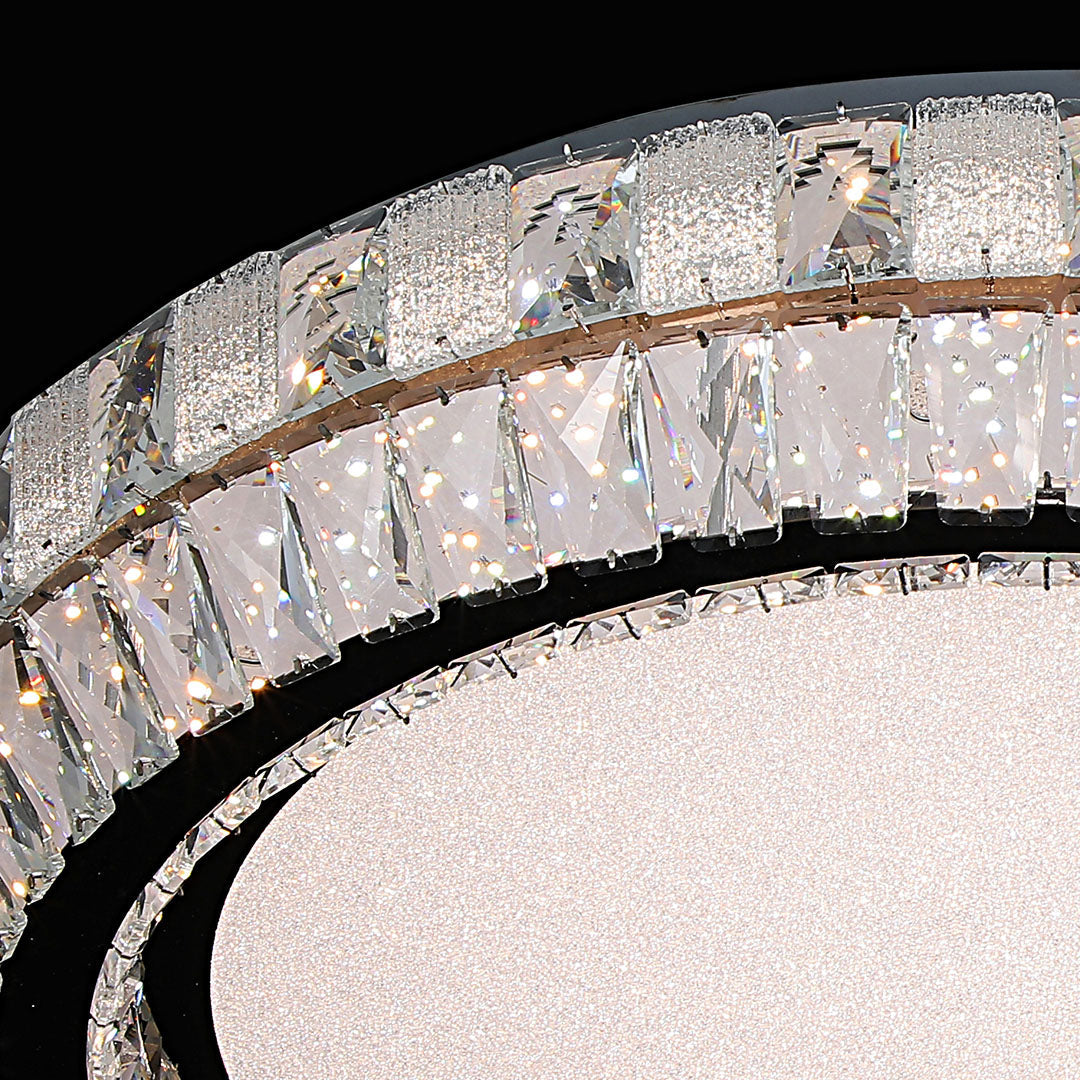 Crystal Halo Ring Flush Mount Chrome Round Two Sizes