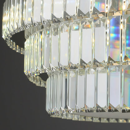 Round and Rectangle Crystal Border Flush Mount in Chrome Stainless Steel with 3-Step Colour Temperature in Five Sizes