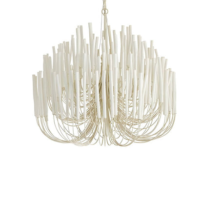 Organic Wood Stick LED Chandelier Iron E14 3000K Rustic Modern White 4 Sizes Indoor
