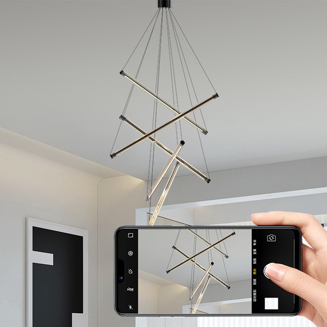LED Linear Chandelier – Nordic Minimalist Integrated Lighting (3/5/7 Heads)