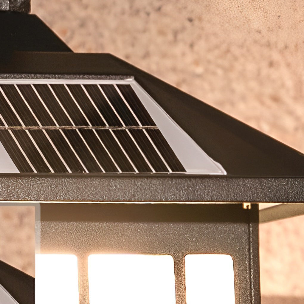 Retro Lantern Wall Sconce Die-Cast Aluminum Glass Solar or Hardwired IP55 3000K Black Bronze Copper Garden