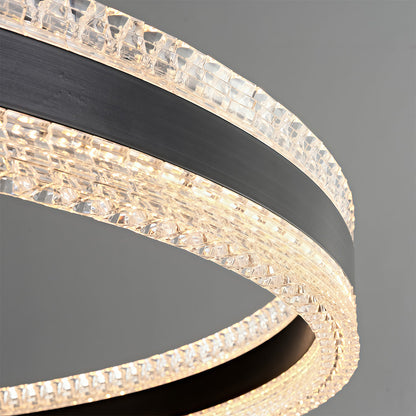 Geometric Ring Chandelier with Integrated LED and Aluminum Frame in Three Finish Options