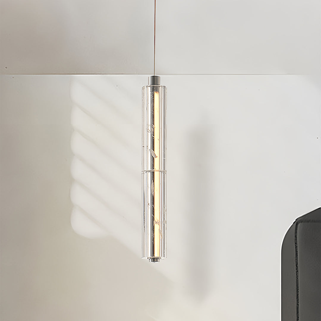 Crystal Ice Column Mini Pendant Chrome Linear LED Warm White 2 Sizes