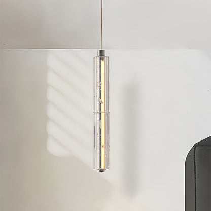 Crystal Ice Column Mini Pendant Chrome Linear LED Warm White 2 Sizes