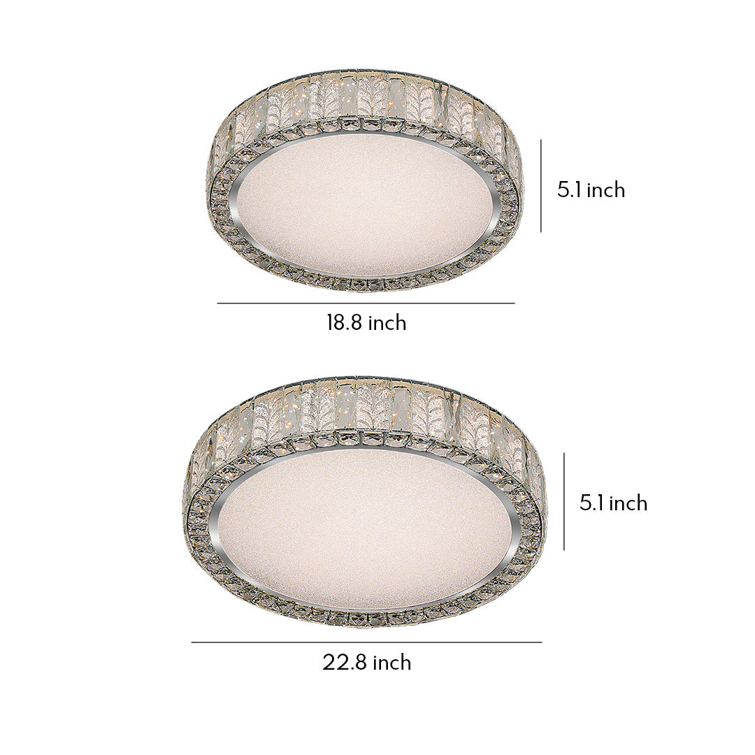 Gold Crystal Leaf Ring Flush Mount Round Two Sizes