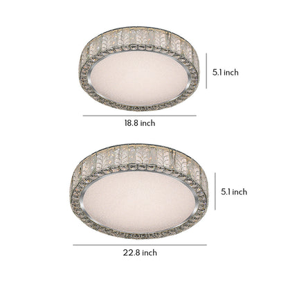 Gold Crystal Leaf Ring Flush Mount Round Two Sizes