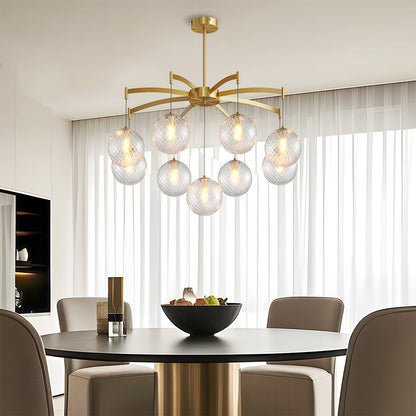 Glass Sphere Chandelier Copper Frame Multi-Arm G9 7 9 13 Heads Copper Nickel Black