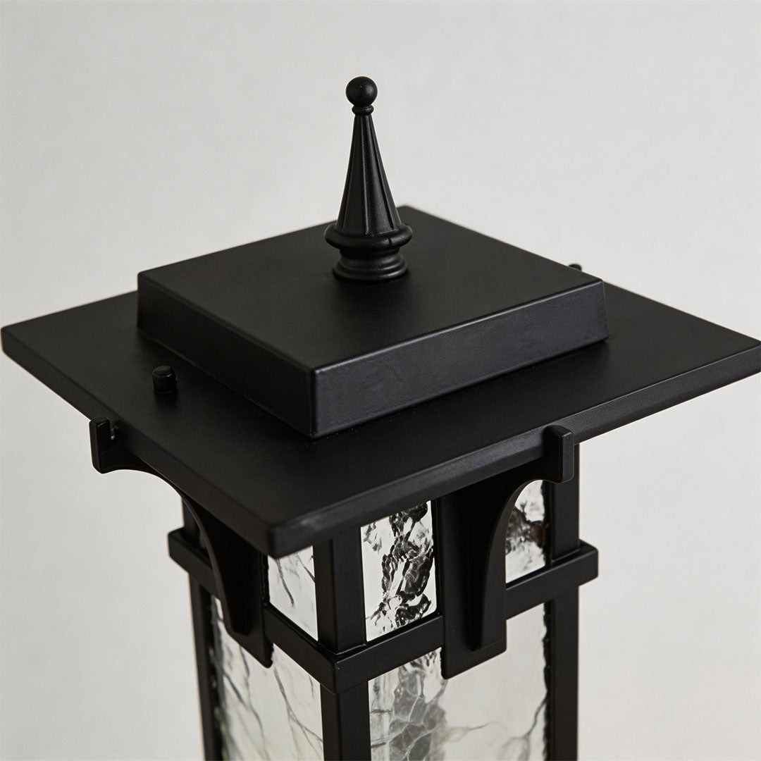Modern Minimalist Outdoor Path Light Hardwired Black Aluminum Glass 3 Sizes