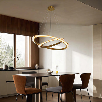 Interlocking Ring LED Chandelier in Brushed Brass, Polished Nickel or Matte Black