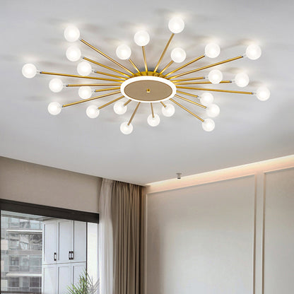 Sputnik Glass Globe Flush Mount Gold Black 18 24 30 Heads