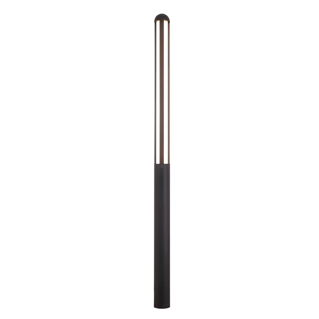 Tall Outdoor LED Bollard Light Slender Cylindrical Aluminum Black IP65 4 Heights