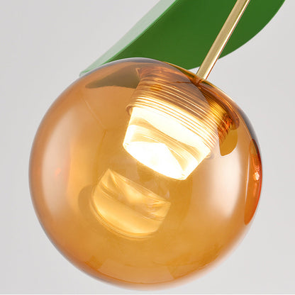 Nordic Cherry Glass Dual Head Table Lamp Gold Metal Green Leaf Tri-Color LED 12W 20.08 Inch