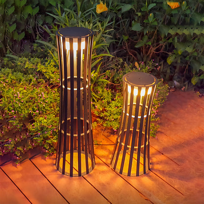 Silhouette Stainless Steel Slat Outdoor Floor Lantern IP54 Solar/Hardwired 3000K