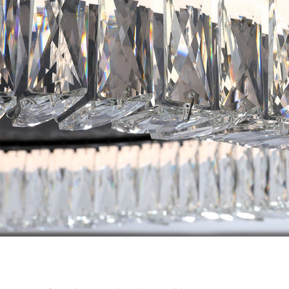 Black Crystal Halo Flush Mount Round Remote Dimming Three Sizes