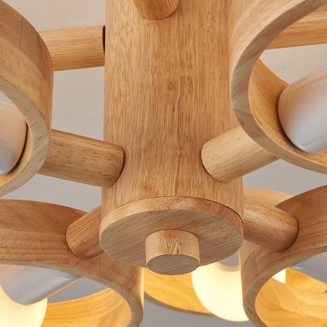 Rubberwood Branch Chandelier Scandinavian E27 3 5 6 8 Light