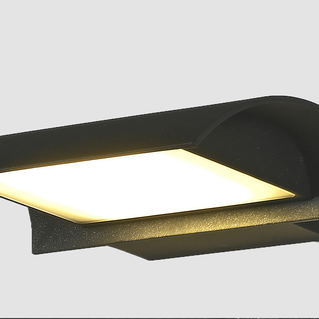 Modern Curved Visor Down-Light Aluminum PC Outdoor Wall Sconce Black IP65 85-265V 2 Sizes Garden Yard