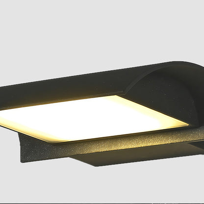 Modern Curved Visor Down-Light Aluminum PC Outdoor Wall Sconce Black IP65 85-265V 2 Sizes Garden Yard