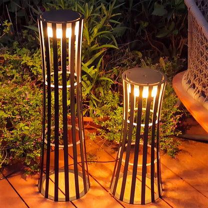 Silhouette Stainless Steel Slat Outdoor Floor Lantern IP54 Solar/Hardwired 3000K