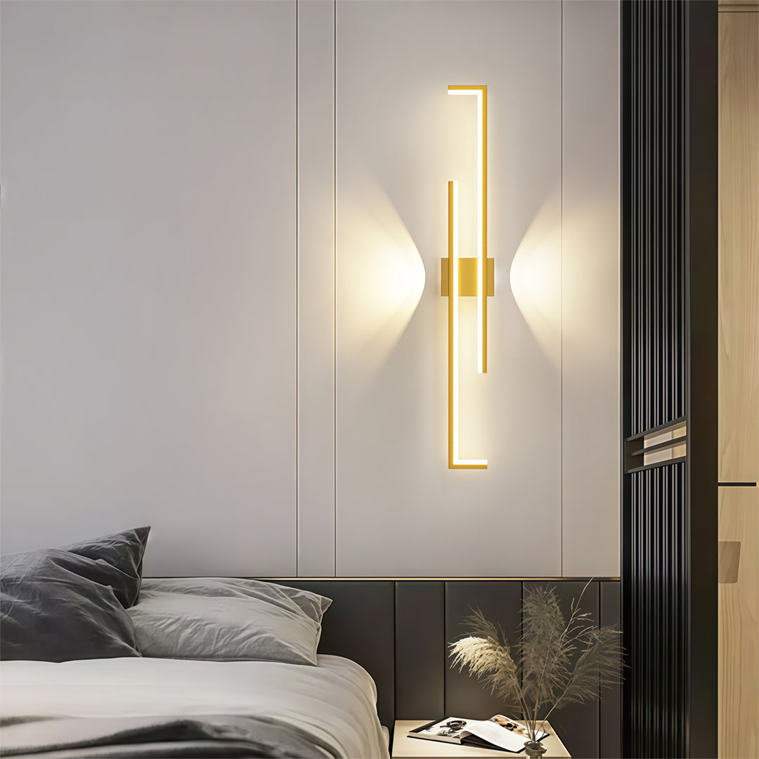 Linear LED Wall Sconce Bar Modern Minimalist Iron 3CCT Hardwired Black Gold