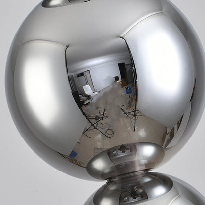 Sculptural Double Globe Table Lamp Pearl Black Iron Smoked Glass Full Spectrum Tri-Color LED Eye Care 8W 21.65 Inch