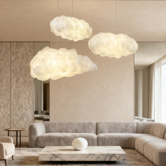 Cloud Pendant Light Fabric E26 White 12-35 Inch