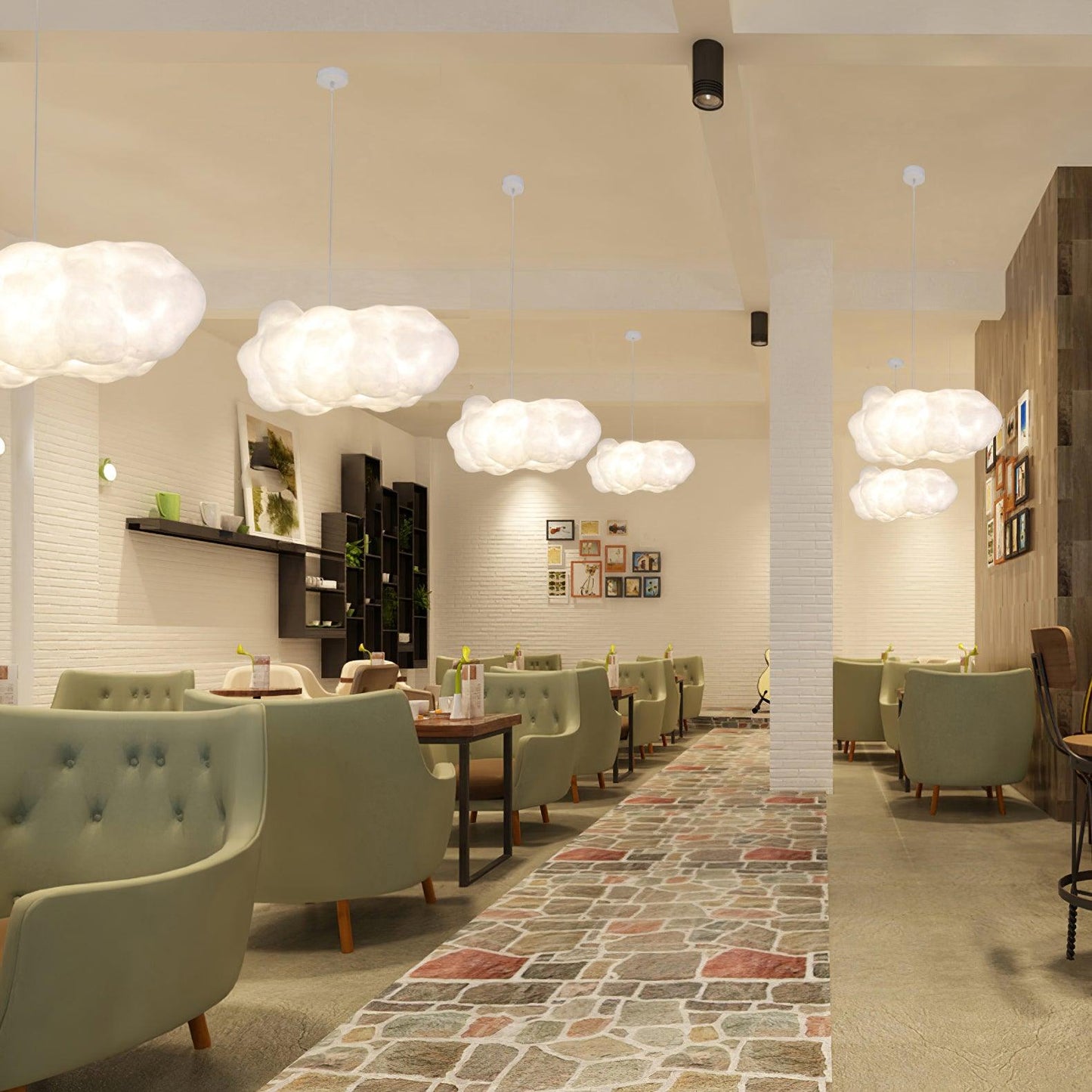 3D Cloud Fabric Pendant Light E26/E27 LED 2800LM 3000K White Pastel 7 Sizes Indoor