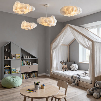 3D Cloud Fabric Pendant Light E26/E27 LED 2800LM 3000K White Pastel 7 Sizes Indoor
