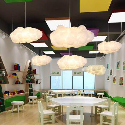 3D Cloud Fabric Pendant Light E26/E27 LED 2800LM 3000K White Pastel 7 Sizes Indoor