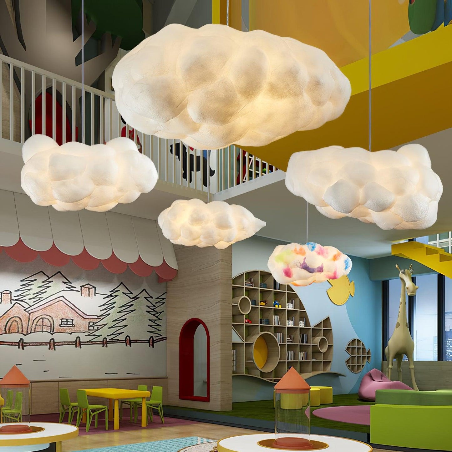 3D Cloud Fabric Pendant Light E26/E27 LED 2800LM 3000K White Pastel 7 Sizes Indoor