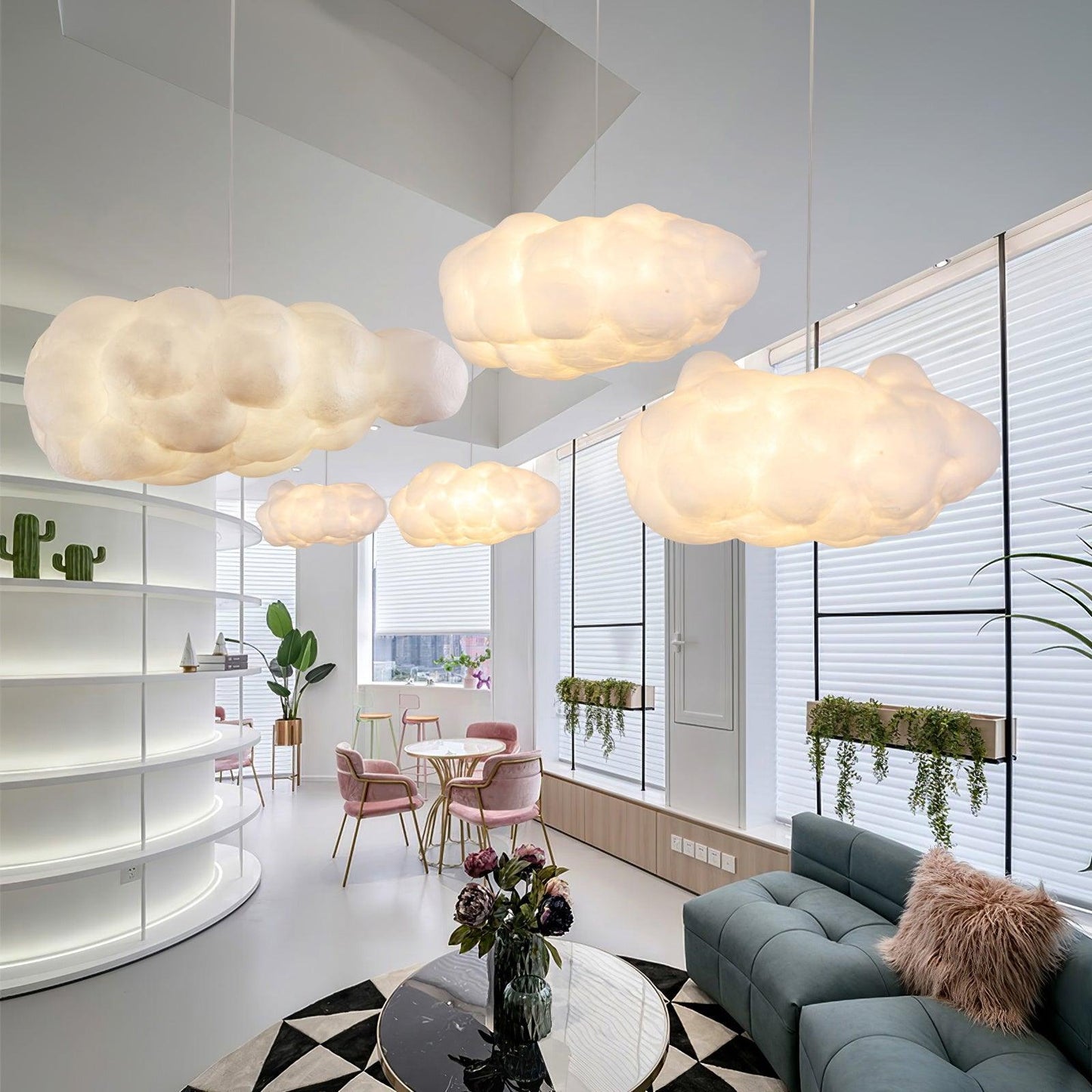 3D Cloud Fabric Pendant Light E26/E27 LED 2800LM 3000K White Pastel 7 Sizes Indoor