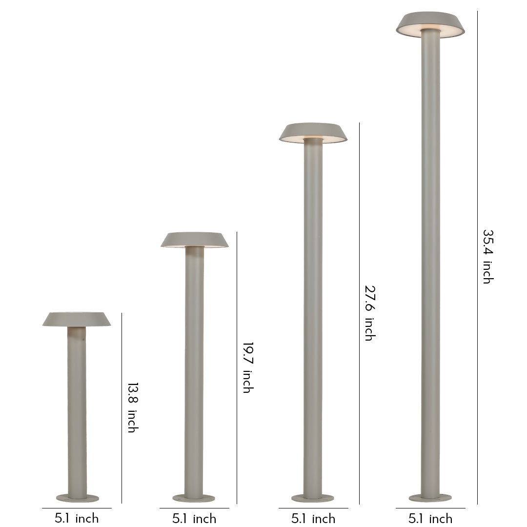 Flat Top LED Path Lighting Outdoor Sand Coffee Gray Aluminum CRI90 IP65 DC24V 4 Heights
