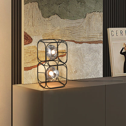Nordic Stackable Cube LED Table Lamp Black Iron Smoked Glass Full Spectrum Eye Care CRI 97 2 3 or 4 Heads
