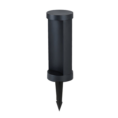 Cylindrical LED Bollard Landscape Light Solar Hardwired Black Outdoor Path Light
