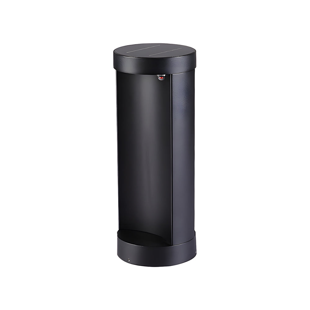 Cylindrical LED Bollard Landscape Light Solar Hardwired Black Outdoor Path Light