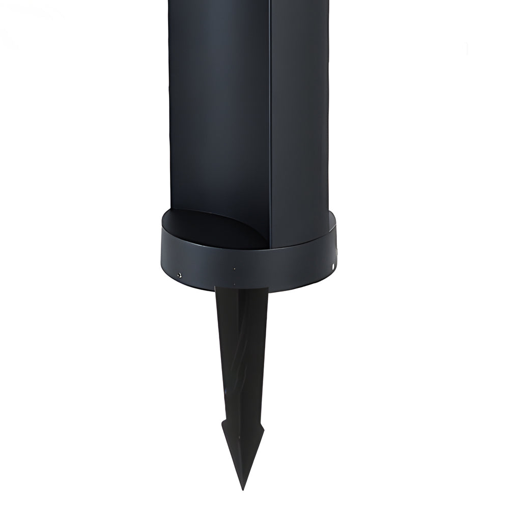 Cylindrical LED Bollard Landscape Light Solar Hardwired Black Outdoor Path Light
