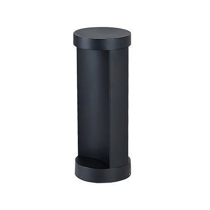 Cylindrical LED Bollard Landscape Light Solar Hardwired Black Outdoor Path Light