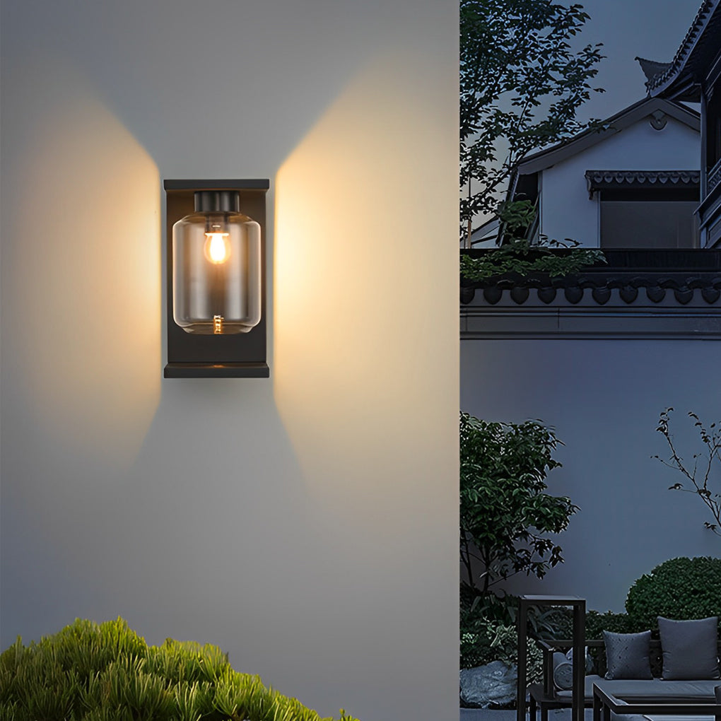 Modern Stainless Steel Glass Globe Outdoor Wall Sconce Solar/Hardwired E27