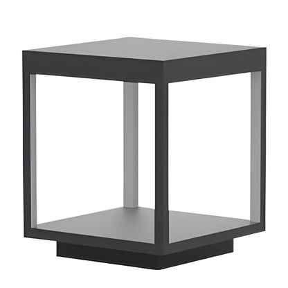 Modern Open Frame Square Outdoor Pillar Light Black Stainless Steel Acrylic Solar or Hardwired IP54 3 Sizes