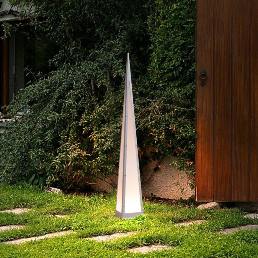 Pyramid Stainless Steel PC LED Outdoor Floor Lamp IP54 USB Rechargeable 3000K
