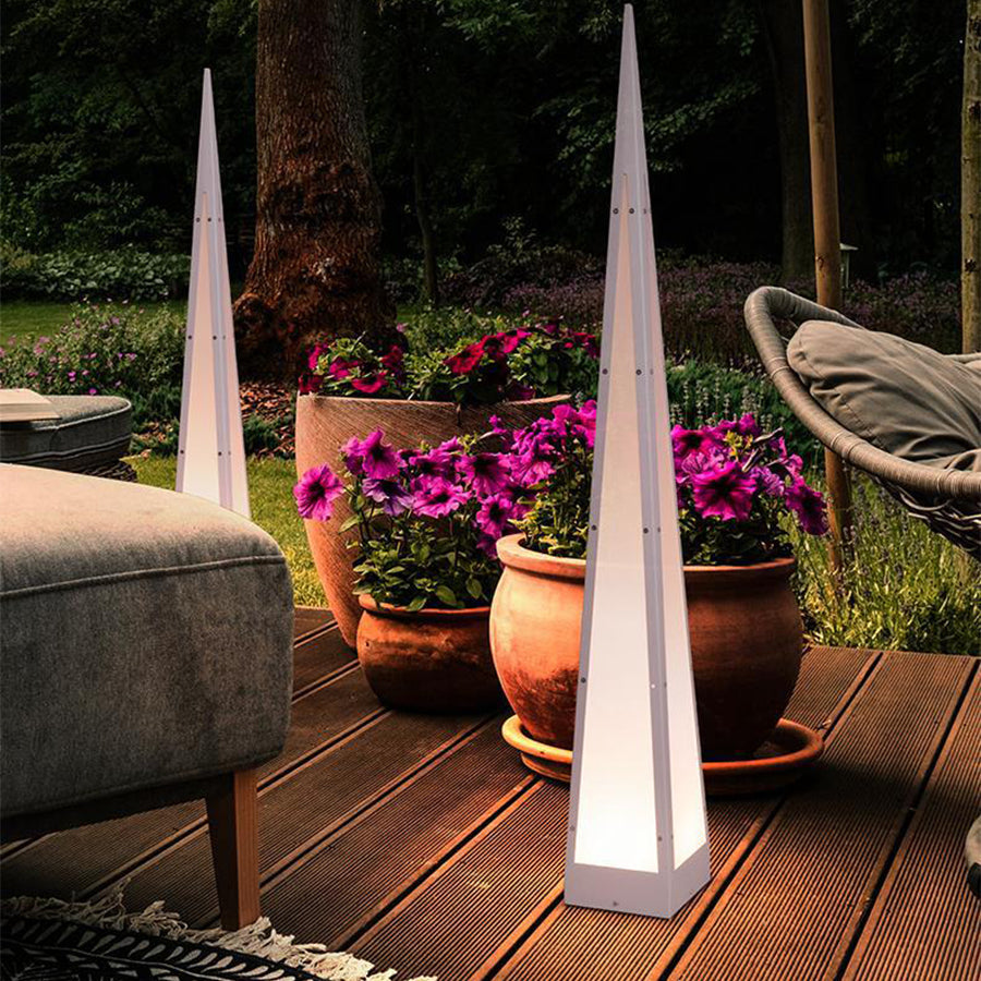 Pyramid Stainless Steel PC LED Outdoor Floor Lamp IP54 USB Rechargeable 3000K