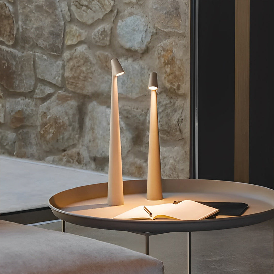 Cone Table Lamp Matte Aluminium Wireless Stepless Dimming Five Colours
