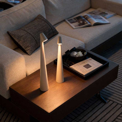 Cone Table Lamp Matte Aluminium Wireless Stepless Dimming Five Colours