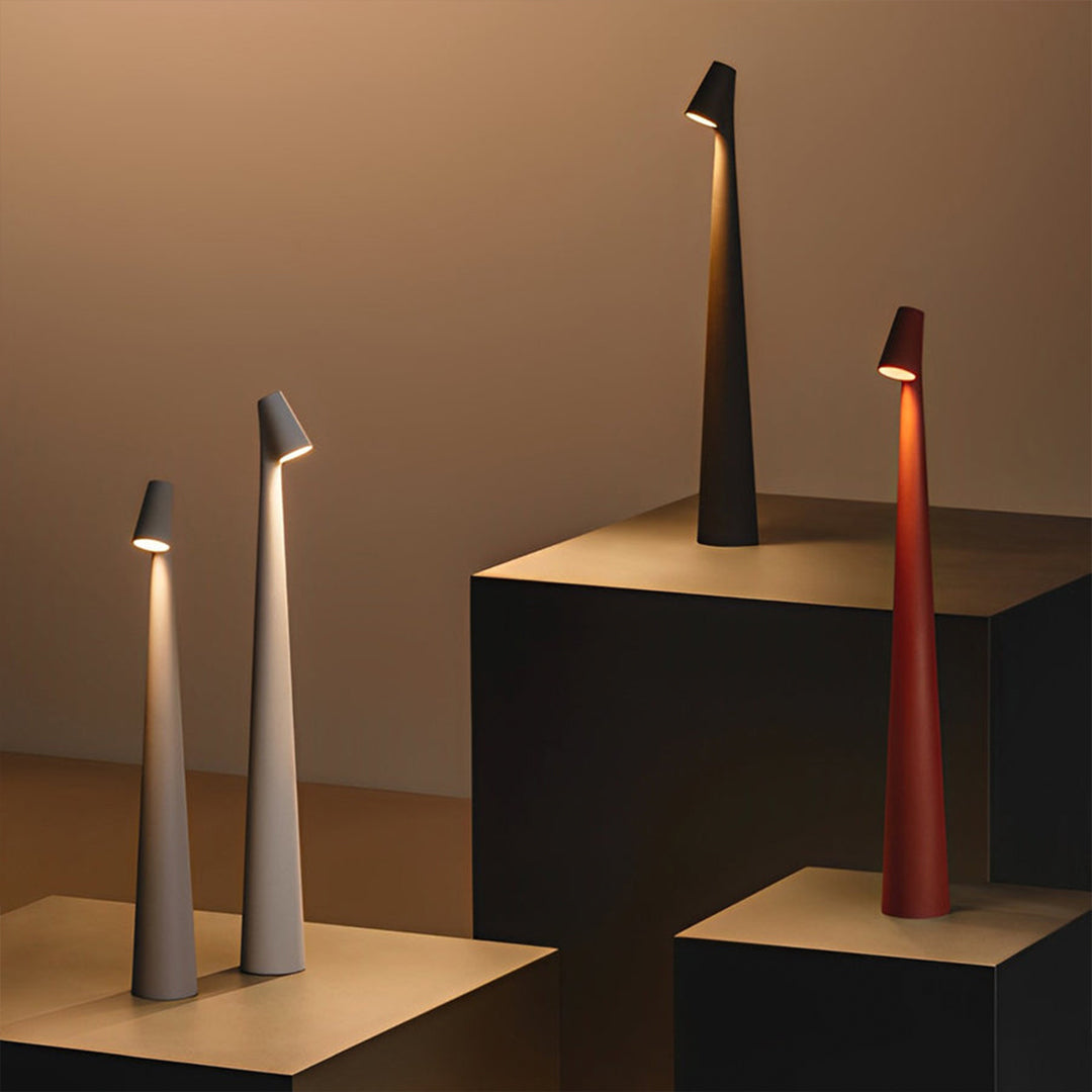 Cone Table Lamp Matte Aluminium Wireless Stepless Dimming Five Colours