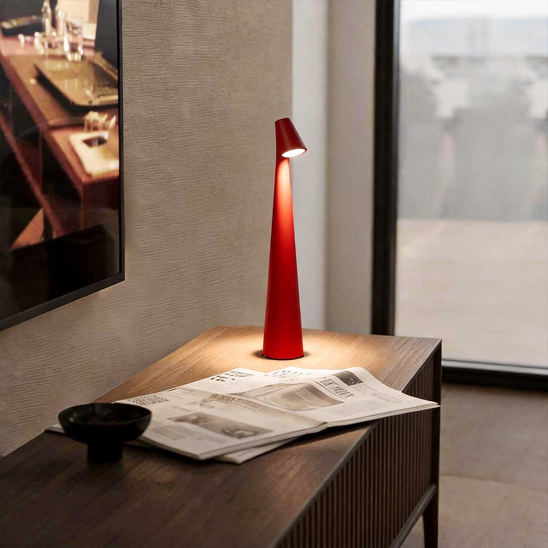 Cone Table Lamp Matte Aluminium Wireless Stepless Dimming Five Colours